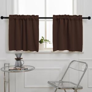 Pickluc Cafe Curtain (Half Window Curtain) 24 Inches Length, Rod Pocket Kitchen Curtain, Short Blackout Curtain for Small Window, 30" Wide and 24" Long, 2 Panels, Chocolate Brown (30"W x 24"L (Pack of 2))
