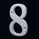 4 x Unique 5-Inch High Acrylic House Numbers - Rustproof & Anti-fade Mailbox Number/Float or Flush Mount - Enhance Home Address Visibility/Silver Finished/Number 8