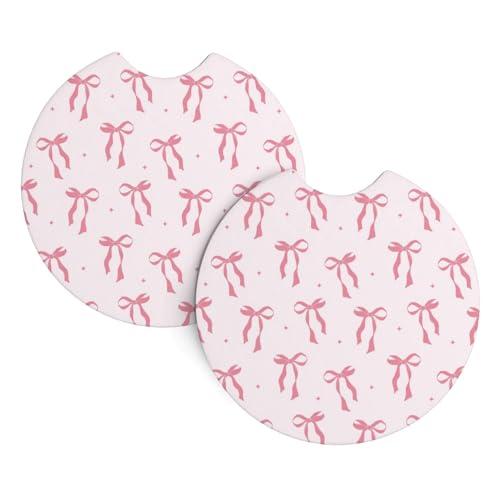 4 PCS Pink Bow Car Cup Coasters Holder 2.7" Cute Car Accessories Women Girl