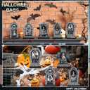 6 Pcs Halloween Graveyard Tombstones Centerpieces with 6 Pcs Scary 3D Changing Face Moving Picture Frame, Rip Gravestone Wooden Table Decoration Halloween Party Home Accessories(Dread)