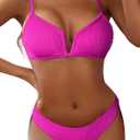 ZAFUL Women's High Cut Bikini Sets Ribbed V-Wire Cami Bikini Two Piece Swimsuit, L
