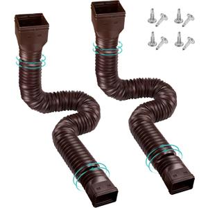 2 Pack Rain Gutter Downspout Extensions Flexible,Downspout Extender Diverter Extendable from 21" to 58". Drain Pipe Connector Extendable for Most Residential Downspouts (Brown)
