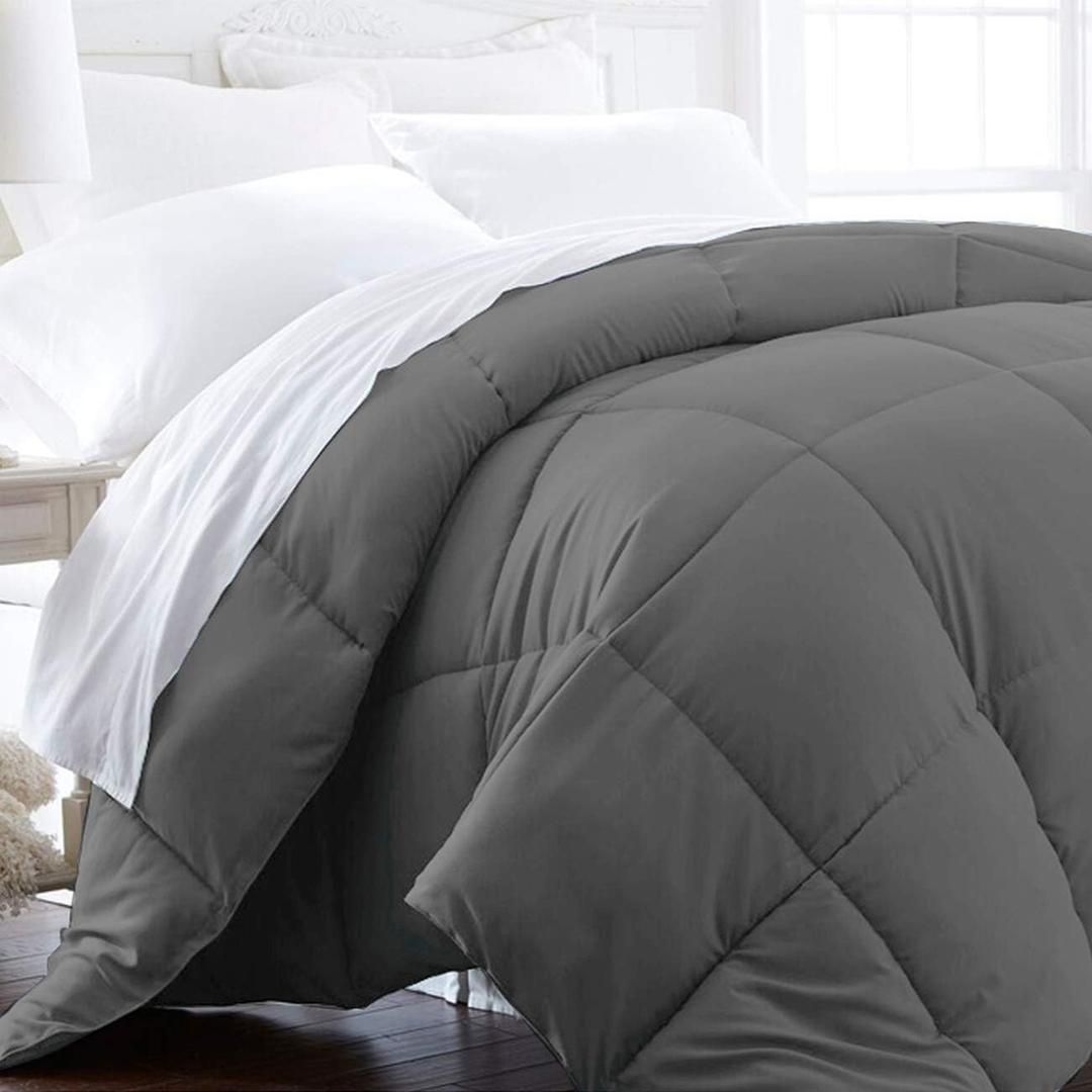 Beckham Hotel Collection Twin/Twin XL Size Comforter - 1600 Series Down Alternative Home Bedding & Duvet Insert - Slate Gray
