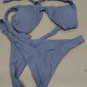 Verdusa Women's Twist Front Bikini Set High Cut Thong Tied Back Two Piece Swimsuit L