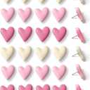 30 pcs - Heart Decorative Push Pins, Pink Cute Push Pins for Bulletin Board, Office or Home (30Pcs - Pink)