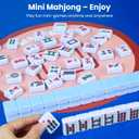 American Mahjong Tile Set Cute 166 Blue Mahjong Tiles 1.2-inch Travel Mahjong Game Set