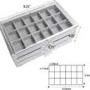 YUFONG Earring Organizer Box Acrylic Jewelry Organizer with 3 Drawers 54 Adjustable Grids Clear Stackable Earring Holder Velvet Trays Ring Display Case for Women Girls (Gray)
