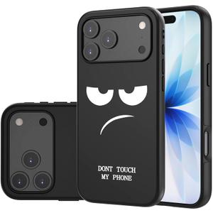 for iPhone 17 Pro Max Case, Cute [Don't Touch My Phone] Shockproof Dual Layer Slim Protective Silicone Plastic Cover for Kids Boys Men Phone Case (iPhone 17 Pro Max 2025 6.9-inch)