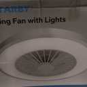 Ceiling Fans with Lights and Remote, 22 Inch Enclosed Bladeless Dimmable Ceiling Fans Flush Mount, Black Modern Low Profile Ceiling Fan with Light for Bedroom, Kitchen, Living Room, Dining Room