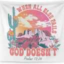 WNAGT Western Christian Tapestry Wall Hanging, Religious Wall Decor, Psalms 73:26 Bible Verse Christian Wall Blanket Decor for Home Living Room Prayer Room Bedroom, 50x60 Inch