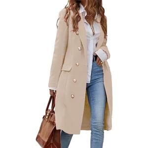 IDEALSANXUN Womens Long Wool Coat for Women Fall Winter Trench Coat Trendy Jackets, Size XL (Beige)