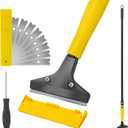 KeFanta Scraper Tool, 4" Wide Heavy Duty Floor Scraper with 45.7" Long Handle, Razor Blade Scraper for Cleaning Windows Glass Shower Gum Tile Scraper Ceiling Scraper, 10PCS Extra Metal Blades