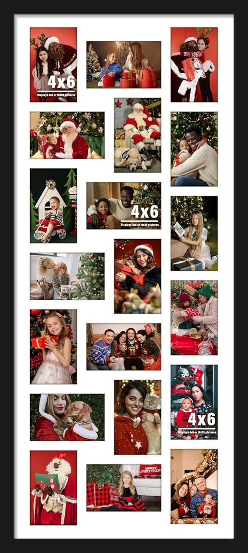 16x38 Collage Picture Frame 4x6 Collage Frame Displays for Twenty 4x6 inch Photos Horizontal Wall Mounting Display and Vertical Black