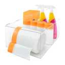 Acrylic Trash Bag Holder Dispenser, 2 in 1 Trash Bag Organizer Under Sink, Garbage Bags Roll Storage Dispenser, Rubbish Bags Holder with Lid, Pull-Out Storage Box for Kitchen Laundry Room, Keep Tidy