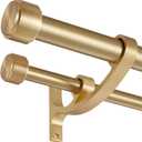 Double Curtain Rods with Aluminum Bouquet Brackets and Finials, Antique Bronze Curtain Rods for Windows 36-72'',1''Front and 5/8''Back Double Drapery Rods for Blackout and Sheer Curtain Panels (36-72", Warm Gold)