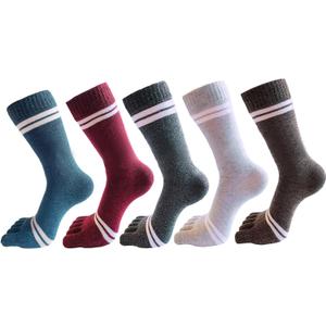 Toe Socks Cotton Crew Five Finger Socks Running Athletic for Men Women 5 Pack (Gray)