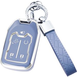 Key Fob Cover with Keychain for GMC Terrain Yukon Suburban Tahoe Acadia Sierra Silverado (5-blue)
