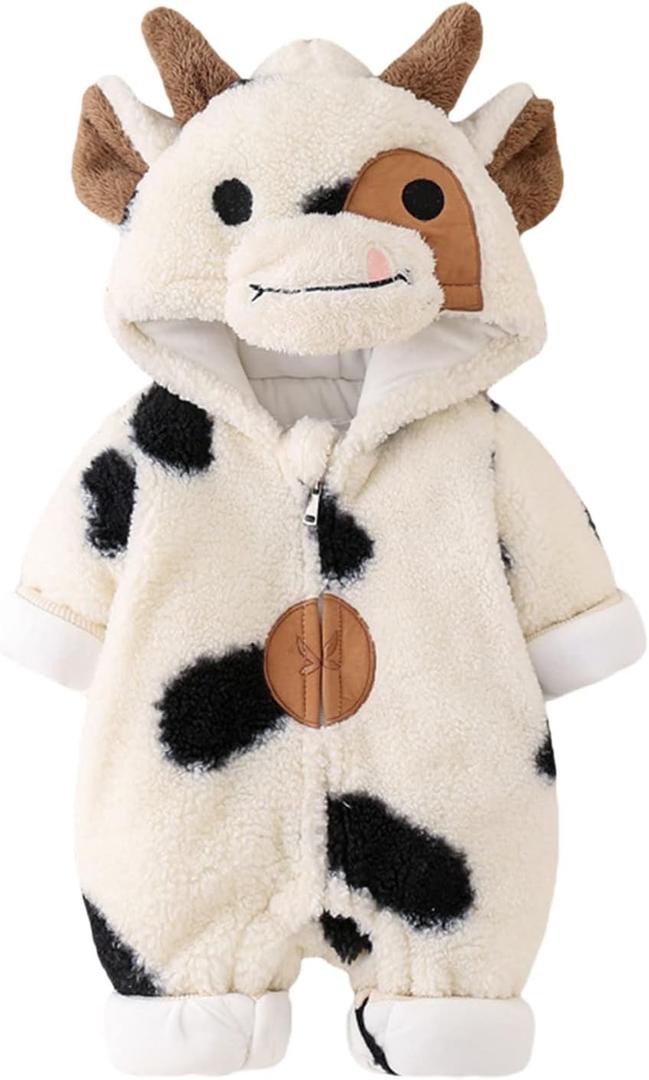 Tempura unisex-baby baby-boys Unisex Baby Fleece Thicken Romper (3-6 Months, Beige)