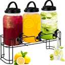 Tanlade Plastic Drink Dispenser with Stand Beverage Dispenser with Sturdy Metal Base Juice Jar for Parties Lemonade Jar Spigot for Weddings Countertop, Each 1 Gallon(Black)
