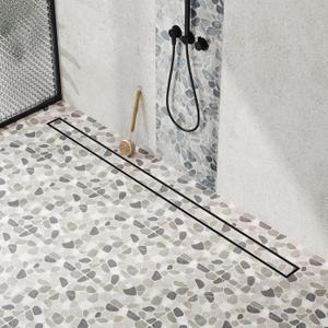 Neodrain 48-Inch Linear Shower Drain with Tile Insert Grate, Matte Black 304 Stainless Steel Rectangle Shower Floor Drain, Linear Drain with Leveling Feet, Hair Strainer