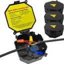 Black Open Splice Junction Box (3 Pack), Electrical Splice Box Wire Junction Box with Cover V0 Flame Retardant Rating(Highest Level)