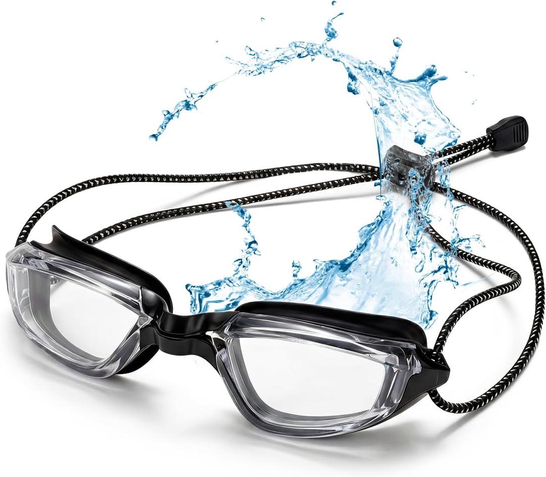4 x Aegend Swimming Goggles with Adjustable Bungee Strap, No Leak Anti-Fog UV Protection Mirrored Swim Goggles for Adults