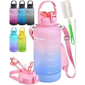 1 Gallon Water Bottle with 128 oz Capacity - Motivational Time Markers for Daily Hydration Goals - Leakproof BPA Free Tritan with Removable Straw
