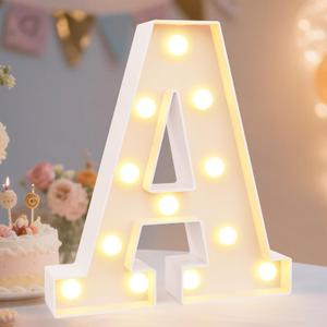 Pooqla LED Marquee Letter Lights Sign, Light Up Alphabet Letter for Home Party Wedding Decoration A