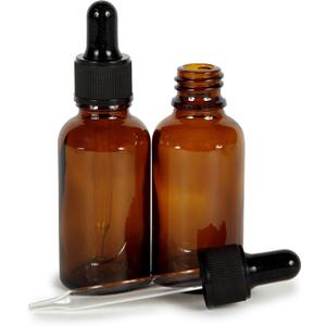 Vivaplex, Amber, 4 oz Glass Bottles, with Glass Eye Droppers - 2 pack