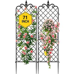 AMAGABELI GARDEN & HOME Garden Trellis 2 Pack 71x20 Heavy Duty Rustproof Wall Trellis for Climbing Plants Outdoor Metal Decoration Large Trellis for Potted Plants Support Trellis Roses Black