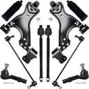 AUQDD 10Pc Front End Kit Fit For 2008-2017 Bu-ick Enclave Chevy Traverse, 07-16 G-MC Acadia, 07-10 Outlook, 2 Lower Control Arm 2 Sway Bar Link 4 Outer Inner Tie Rod End (# K621231 EV800572 K750155)
