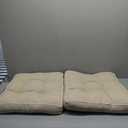 Favoyard Patio Cushions 19 x 19 Inch Indoor & Outdoor Chair Cushions Water-Resistant Seat Cushion for Patio Furniture 3-Year Color Fastness Square Tufted Couch Chair Pads with Ties, 2 Pack, Beige