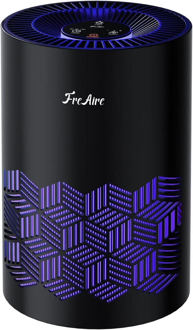 FreAire Air Purifiers for Bedroom, Air Purifiers for Home with Lights, HEPA Air Purifier Removes Dust Smoke Pollen Dander Smell, for Home/Pets/Bedroom