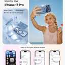 Meifigno Designed for iPhone 17 Pro Case 6.3", [Glitter Card & Wrist Strap][Compatible with MagSafe][2X HD Screen Protectors] Surround Raised Lens Protection for 17 Pro Phone Case for Women, Deep Blue