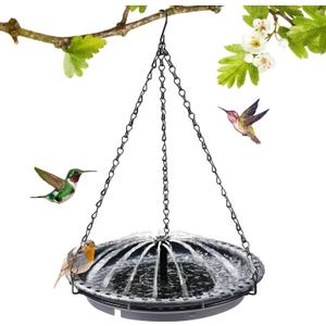Solar Bird Bath Fountain for Outdoor, Solar Powered Hummingbird Water Fountain Pump Combo Set with 4 Water Patterns for Garden Yard Patio Lawn (Hanging)