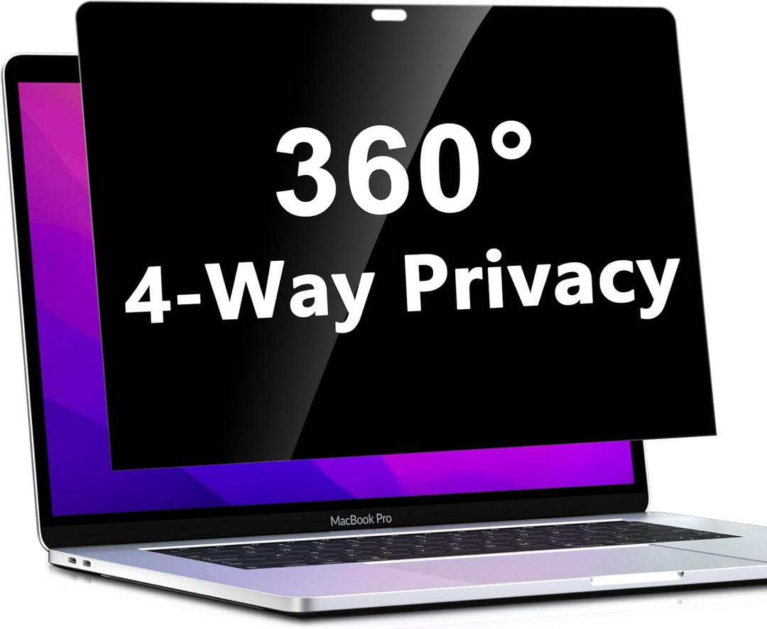 PYS 4 Way 360 Degree Macbook Air Privacy Screen for MacBook Air 13 Inch (2018-2021, M1),4 Directions Horizontal and Vertical All Around Anti Spy macbook privacy Film,Anti-Glare Protector (Black)