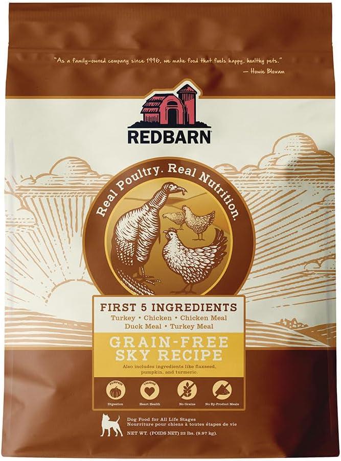 Redbarn Pet Products Grain-Free Sky Recipe Dog Food 22 lbs - High Protein Dry Kibble with Turkey, Chicken & Duck Meal for Adult Dogs - Supports Skin, Coat & Digestive Health (EXP 02/02/27)