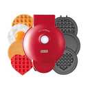 Dash MultiMaker® Mini System - Compact Waffle Maker For Family Breakfasts - Removable Griddle Plates Nonstick Surface - 3 Plates - Red - Color Red