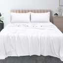Royale Linens 300 Thread Count 100% Long Staple Combed Cotton Flat Sheet - Super Soft - Top Sheets - Queen Flat Sheet Sold Separately - Breathable, Cool & Crisp Percale Sheets Only (Queen, White)