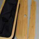 Mumisuto Toilet Paper Storage Basket, Modern Black Toilet Paper Organizer, Holds Up to 9-12 Rolls, Free Standing, Wooden + Fabric