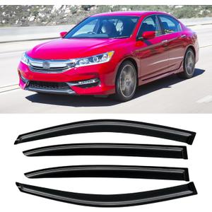 Window Visors for Honda Accord 2008-2017, Rain Guards Vent Shade Shield Deflector Dark Smoke 08 09 10 11 12, Tape-On, 4PCS