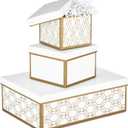 Hallmark Nested Gift Boxes with Lids and Fill (Set of 3, White and Gold, Assorted Sizes) for Weddings, Bridal Showers, Bridesmaids, Christmas, Hanukkah, Birthdays, Valentine's Day