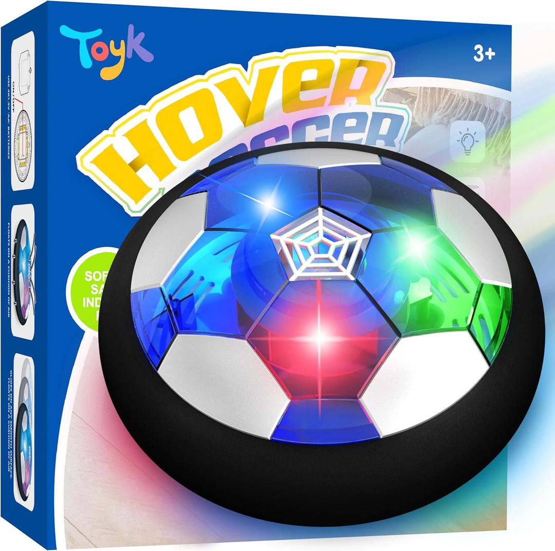 Hover Soccer Ball Boy Toy, Air Powered Floating Hover Soccer with LED Light, Kids Training Soccer Ball Indoor Outdoor Game, Birthday Gifts for Age 3 4 5 6 7 8-10 Years Old Boys Girls (Blue)