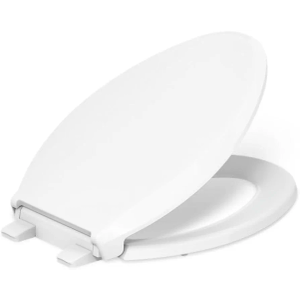 KOHLER 4636-RL-0 Cachet ReadyLatch Elongated Toilet Seat Slow Close, Soft Close Toilet Seat Quiet Lid, Contoured Grip-Tight Bumpers Installation Hardware, Apartment Essentials, White