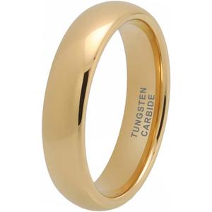 TUTISS 5mm Gold Tungsten Rings for Men Women Engagement Wedding Bands Domed Polished Comfort Fit Size 6