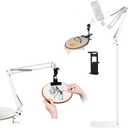 Adjustable Embroidery Hoops Stand for Hand Work,Cross Stitch Frame with 360 Rotation, Embroidery Desktop Stand Suitable for Embroidery Kit,3-in-1 Hoop/Tablet/Phone Holder Floor&Desktop StandWhite