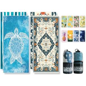 Beach Towels Oversized - 2 Pack 78'' X 35''(200 x 90 cm) Extra Large Beach Towels, 250 GSM Thicken Microfiber Sand Free Lightweight Quick Dry Beach Towel, Yoga Pool Gym Camping Travel Towel for Adults
