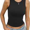 Eachyes Womens High Neck Tank Tops Sleeveless Slim Fitted Shirts Summer Casual Going Out Outfits Fashion Clothes Basic Crop Top 2026 Black Large