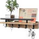 Key Holder Wall Mount Shelf and Hook Key Holder for Wall with 9 Hooks and Mail Organizer Tray Key Hanger Wall Mount for Entryway (Natural Wood)