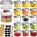 ComSaf Mini Mason Jars 4oz - 16 Pack, Regular Mouth Mason Jar with Lids and Seal Bands, Small Glass Canning Jar for Spice, Jam, Honey, Jelly, Dessert, Shower Wedding Favors, DIY Candles Decor